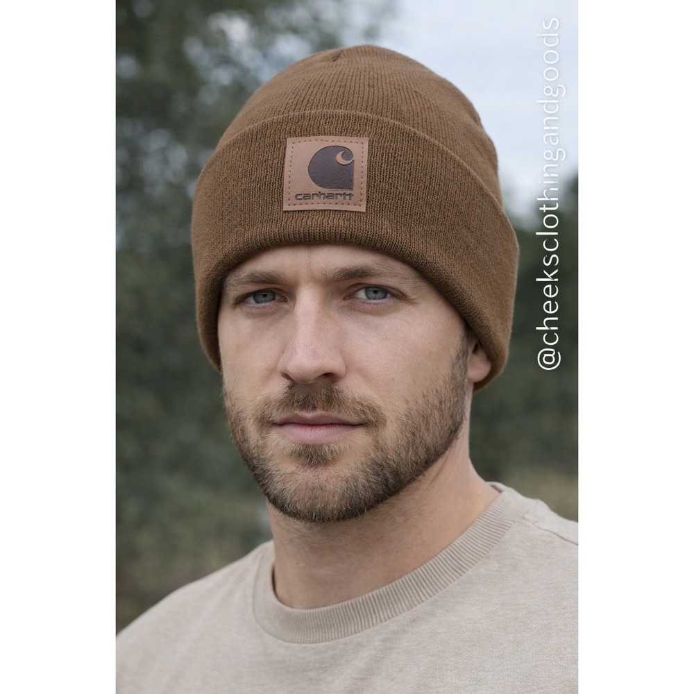 NWT Carhartt A18 Acrylic Watch Hat Beanie Carhartt Brown Rib Knit Logo Patch